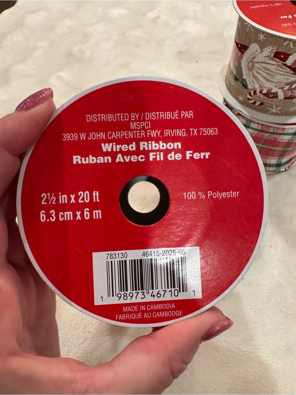 NEW 4 Rolls of Wired Christmas Ribbon - Picture 4 of 9